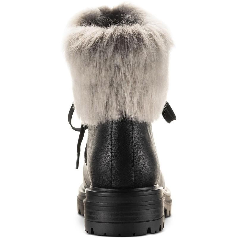 Sun + Stone Womens Orlaa Faux Leather Combat & Lace-up Boots Shoes BHFO 7273