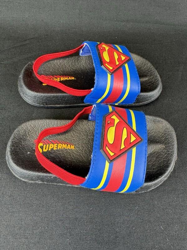 Superman Striped Toddler Size 6 Slide Sandals Slingback Strap