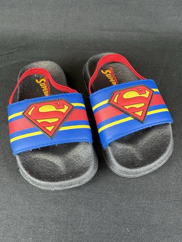 Superman Striped Toddler Size 6 Slide Sandals Slingback Strap