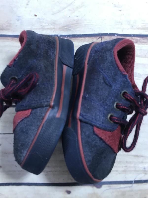 Superoos Size 4 Blue Red Faux Suede Toddler Shoes Lace-Up Sneakers Casual Wear