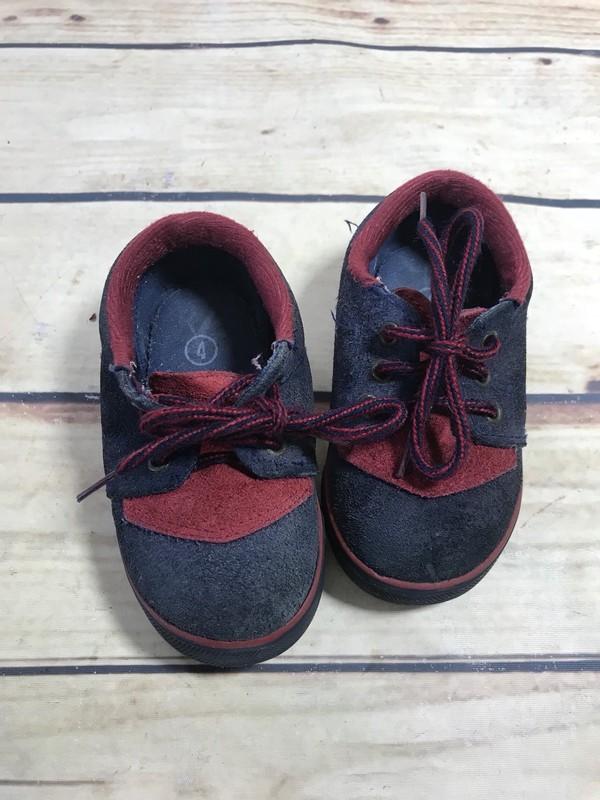Superoos Size 4 Blue Red Faux Suede Toddler Shoes Lace-Up Sneakers Casual Wear