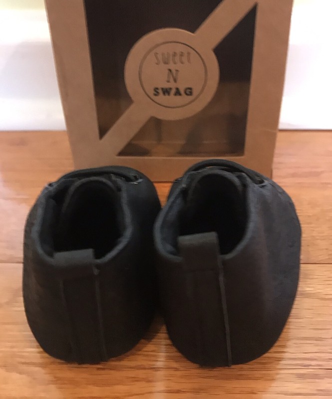 Sweet N Swag Moxford Moccasins Size 3 Baby Infant Black Vegan Leather NIB NEW