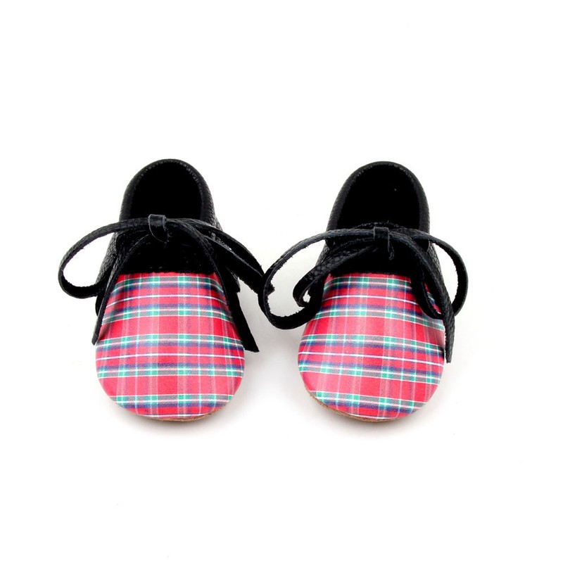 Tartan Starbie Baby shoes Plaid leather toddler shoes infant shoes boy girl