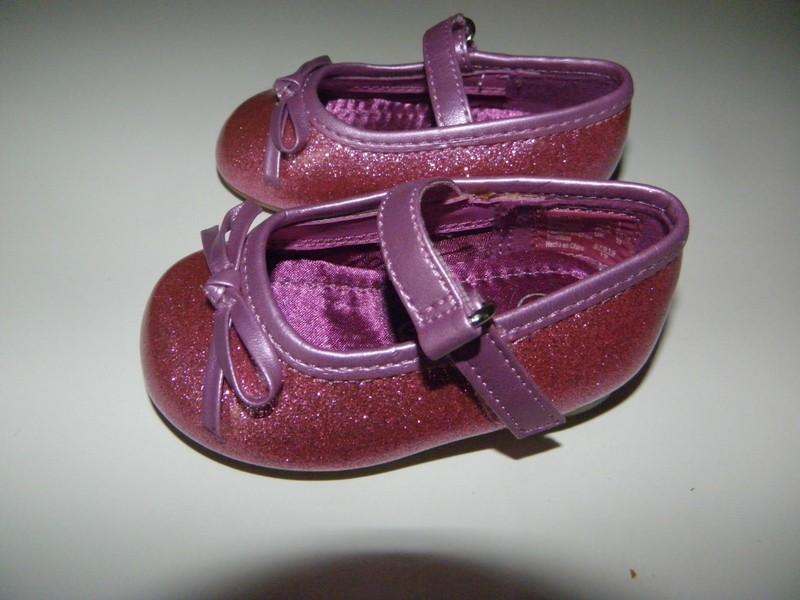 Teeny Toes Infant BABY Girl Metallic Bright PINK Sparkly Dressy SHOES ~Size 1 W~