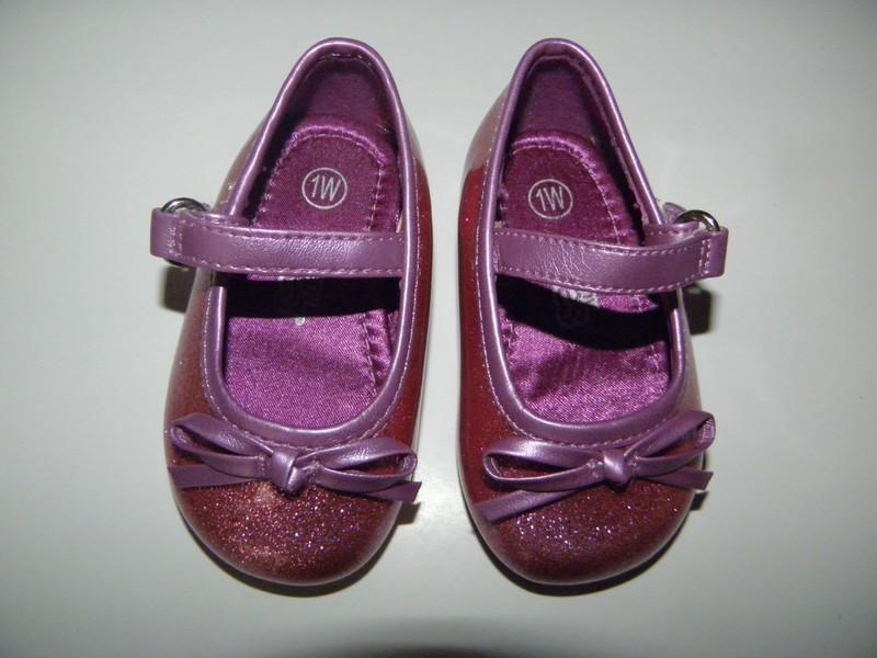 Teeny Toes Infant BABY Girl Metallic Bright PINK Sparkly Dressy SHOES ~Size 1 W~