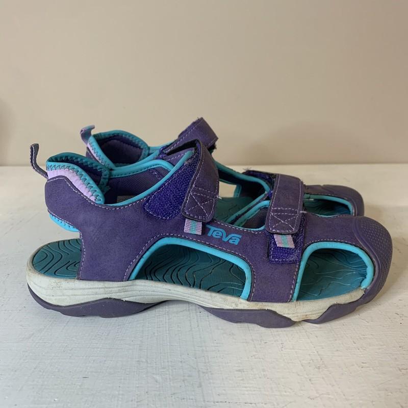 Teva Toachi Purple Aqua Turquoise Sports Sandals Closed Toe Girls Size J4