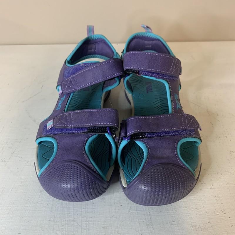 Teva Toachi Purple Aqua Turquoise Sports Sandals Closed Toe Girls Size J4