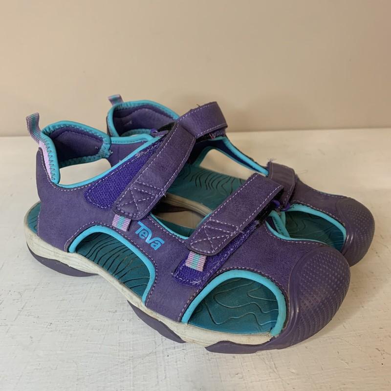 Teva Toachi Purple Aqua Turquoise Sports Sandals Closed Toe Girls Size J4
