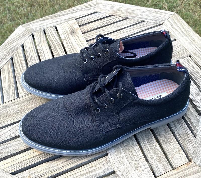 The Original Ben Sherman Black Linen Oxford Comfort Lace Up Shoes Youth Size 6