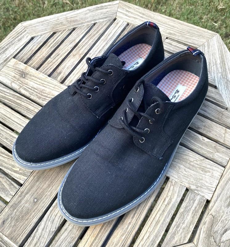 The Original Ben Sherman Black Linen Oxford Comfort Lace Up Shoes Youth Size 6