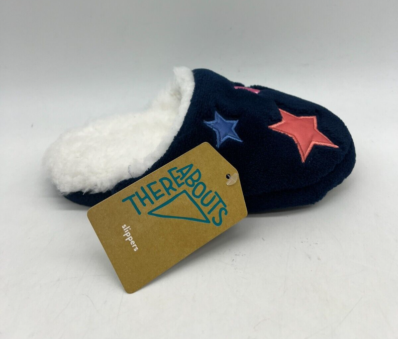 Thereabouts Blue W/ Multicolored Stars Slippers GirlsSize S-M (Sz 11-1)