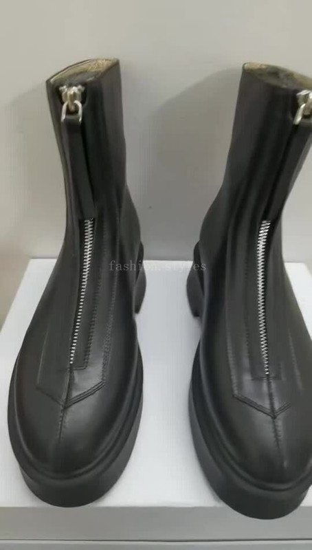 Thick Sole Knight Boots Women Front Zipper Real Leather Ankle Boots Boots Female