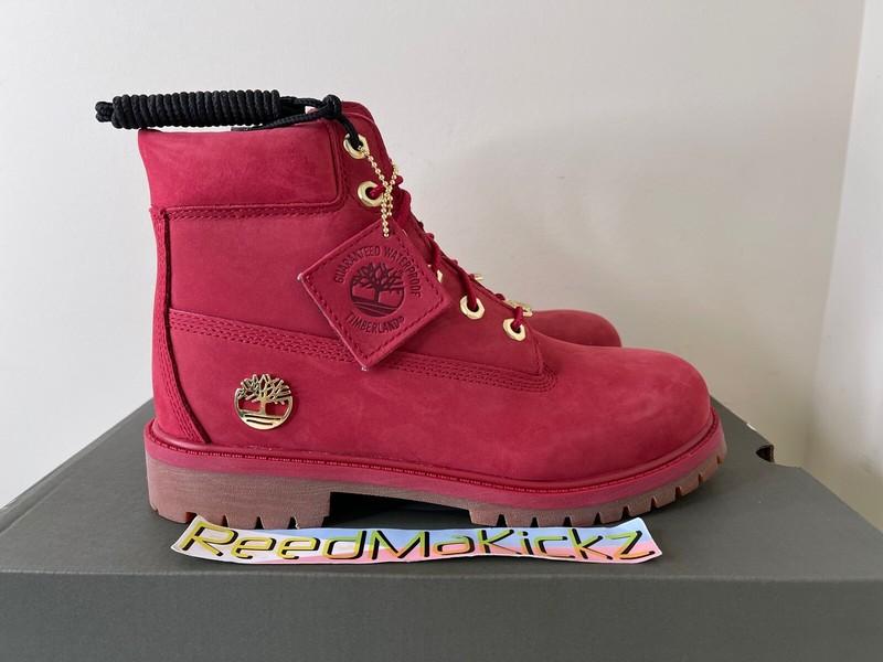Timberland 6 Inch Premium Boots Dark Red Gold Nubuck GS Kids Youth TB0A42RR F41