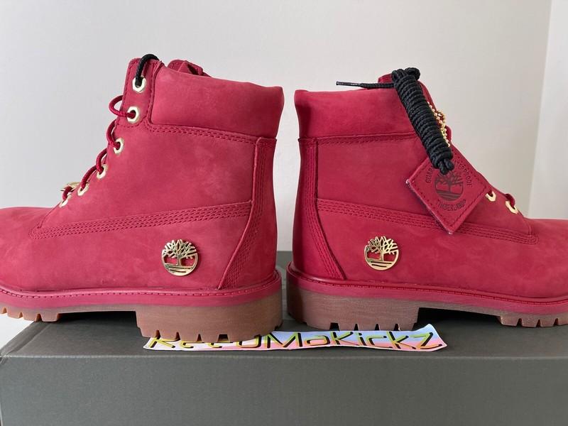 Timberland 6 Inch Premium Boots Dark Red Gold Nubuck GS Kids Youth TB0A42RR F41