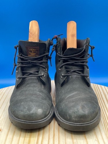 Timberland 6†Classic Combat Boot Junior Boy Sz 5.5 Black Leather Lace Up