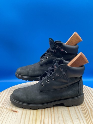Timberland 6†Classic Combat Boot Junior Boy Sz 5.5 Black Leather Lace Up