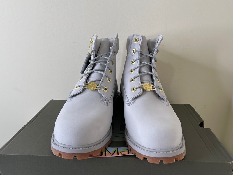 Timberland Boots 6 Inch Premium Light Grey Nubuck GS Youth Junior TB0A43B2 M29