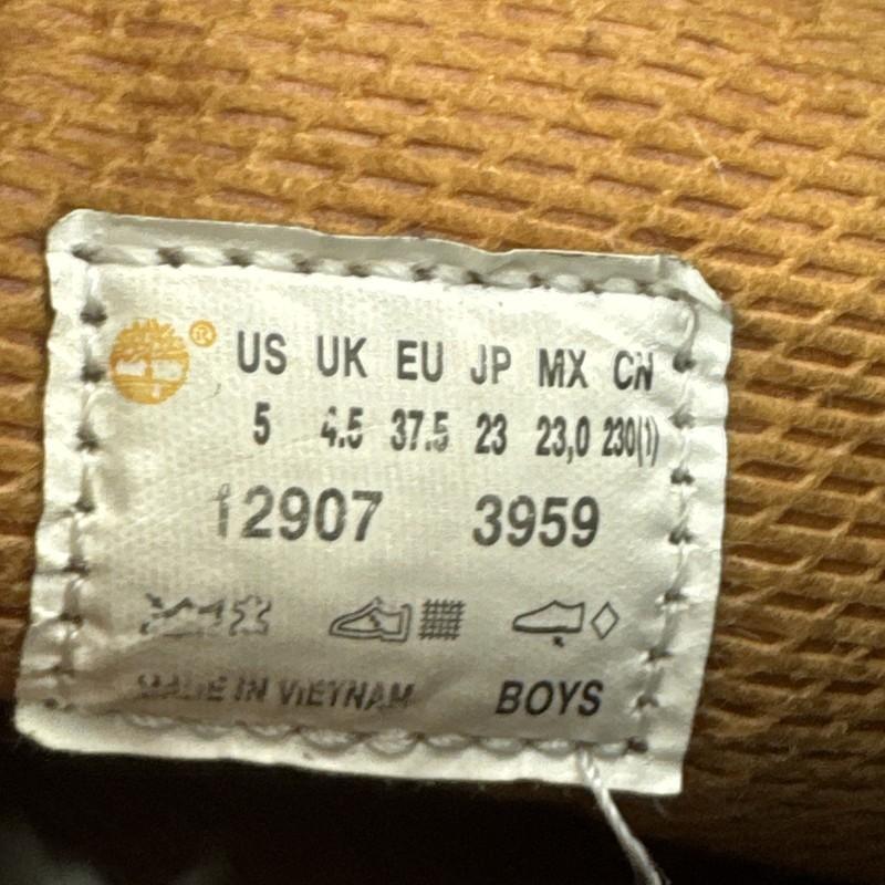 Timberland Boys 5 Leather Lace Up Combat Lug Sole Boot Black