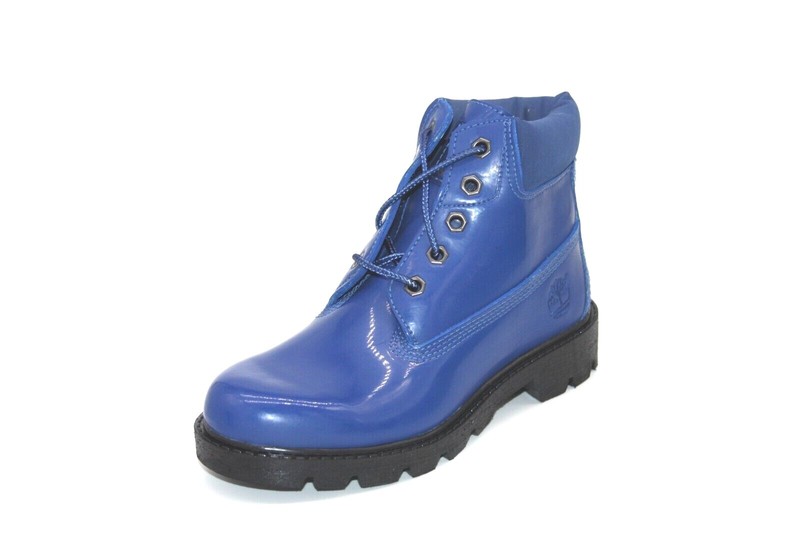 TIMBERLAND CLASSIC 6'' BOOT 11713M BLUE PATENT LACE UP YOUTH'S BOOT