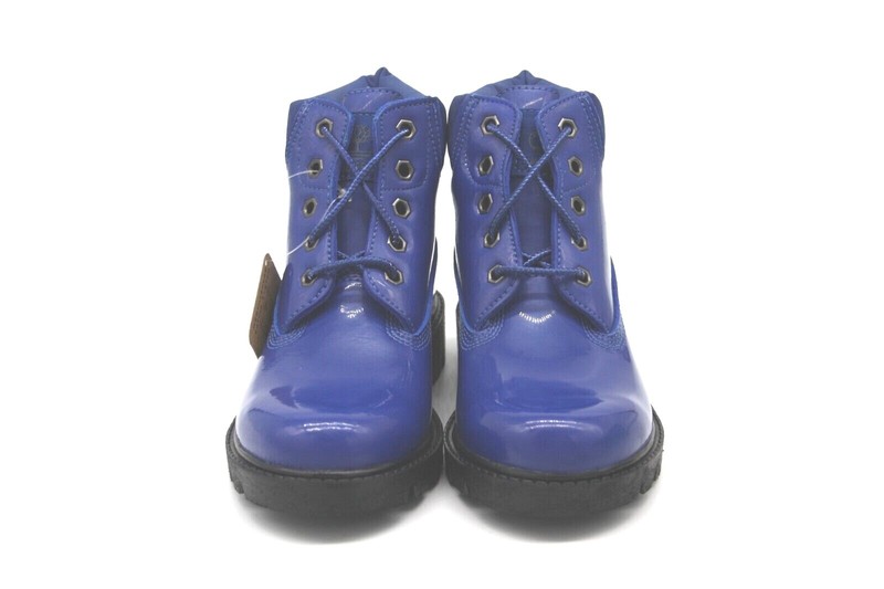 TIMBERLAND CLASSIC 6'' BOOT 11713M BLUE PATENT LACE UP YOUTH'S BOOT