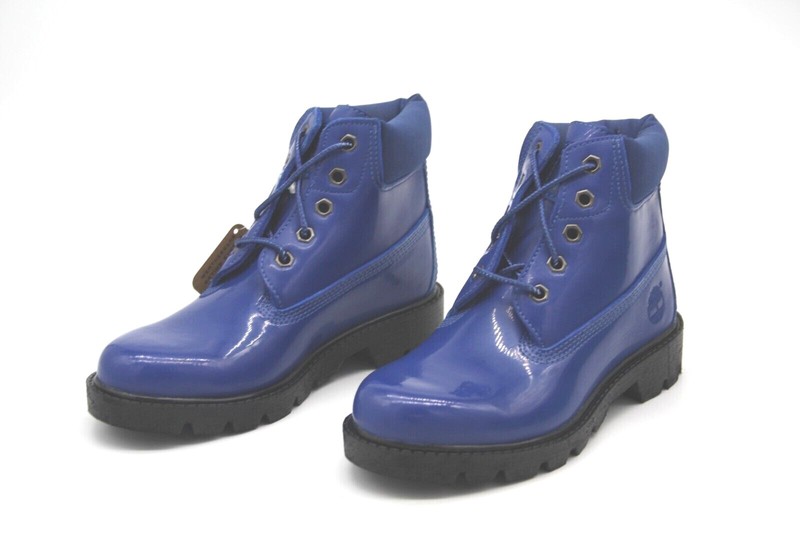 TIMBERLAND CLASSIC 6'' BOOT 11713M BLUE PATENT LACE UP YOUTH'S BOOT
