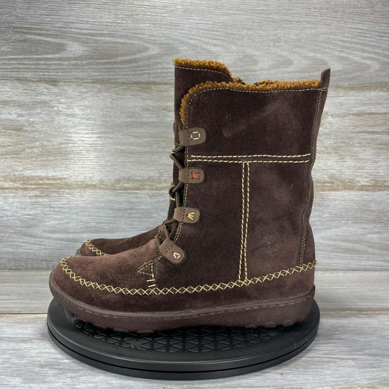 Timberland Girl's Oslo Express Brown Leather Winter Boots Size 6.5