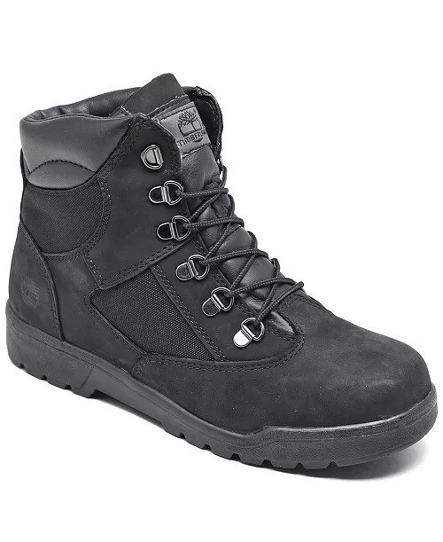 Timberland KIDS FIELD BOOT HIGH 6’ Premium BOOTS Black Nubuck Junior BOYS GIRLS