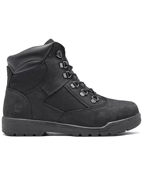 Timberland KIDS FIELD BOOT HIGH 6’ Premium BOOTS Black Nubuck Junior BOYS GIRLS