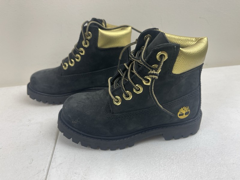 Timberland Limited Edition Boots Boys Size 9 Black & Gold Nubuck Leather