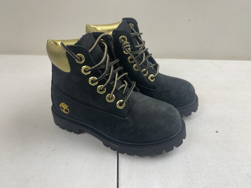 Timberland Limited Edition Boots Boys Size 9 Black & Gold Nubuck Leather