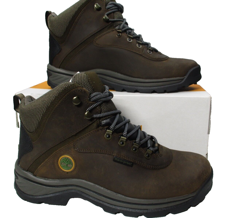 Timberland White Ledge Mid Hiker Waterproof Brown Leather Boots Mens Sz 10.5