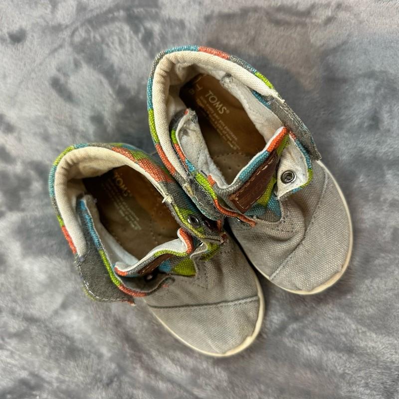 Tiny Toms Gray High Top Slip On Sneakers Shoes Toddler Baby Boys 6 T6