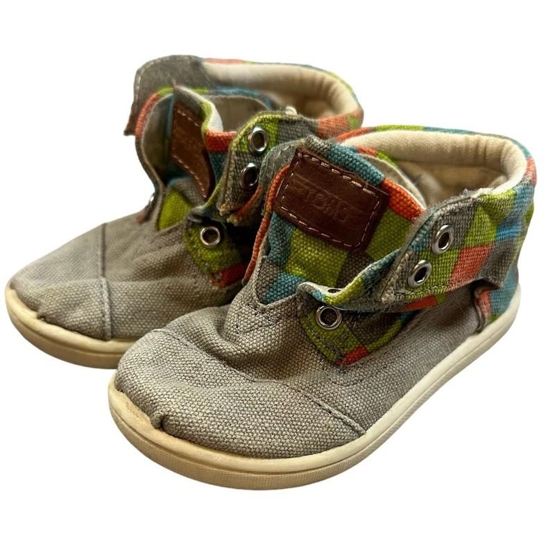 Tiny Toms Gray High Top Slip On Sneakers Shoes Toddler Baby Boys 6 T6