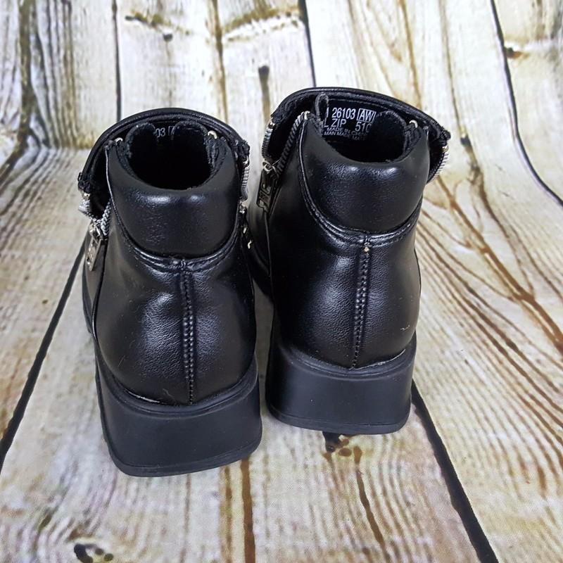 TKS Shoes Girls Black Lil Zip Boots Size 5 M Zipper Sides
