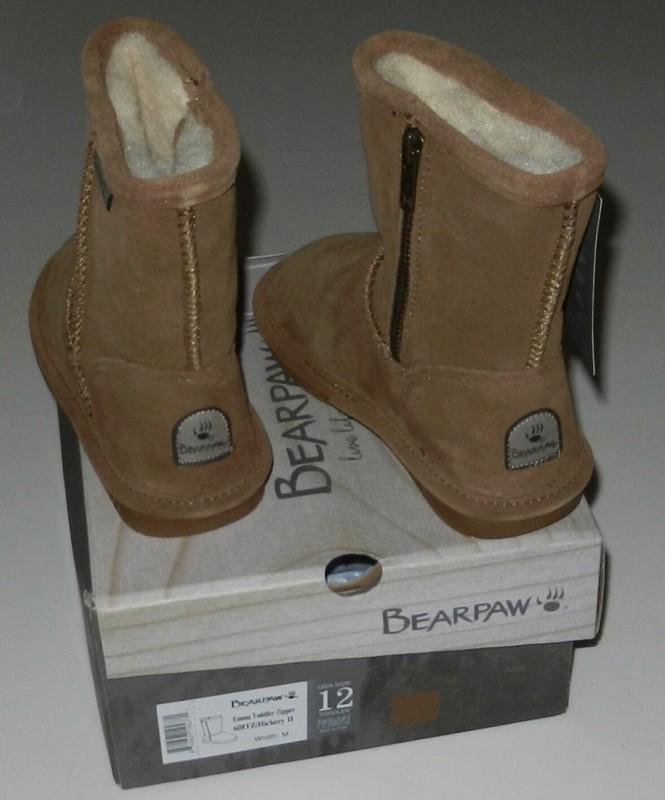 Toddler BEARPAW Emma Boot 608t ZIPPER Hickory II Suede 100 Authentic 12