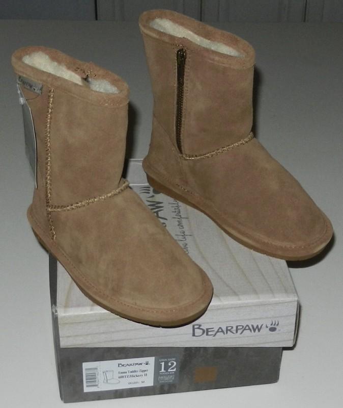 Toddler BEARPAW Emma Boot 608t ZIPPER Hickory II Suede 100 Authentic 12