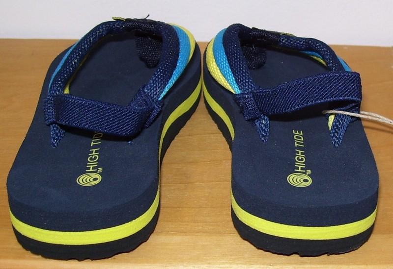 Toddler Boys High Tide Navy Blue Yellow Flip Flops Sandals With Backstrap 6