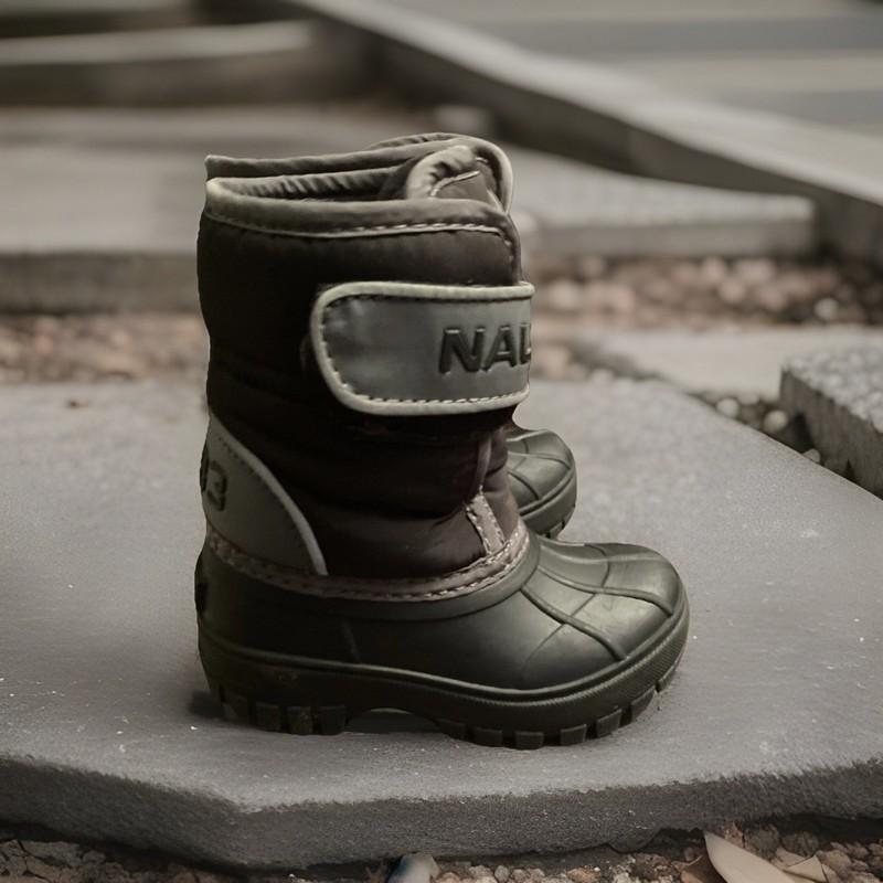 Toddler Boys Nautica Snow Boots Black Grey Size 6 - Waterproof Insulated Warm ￼