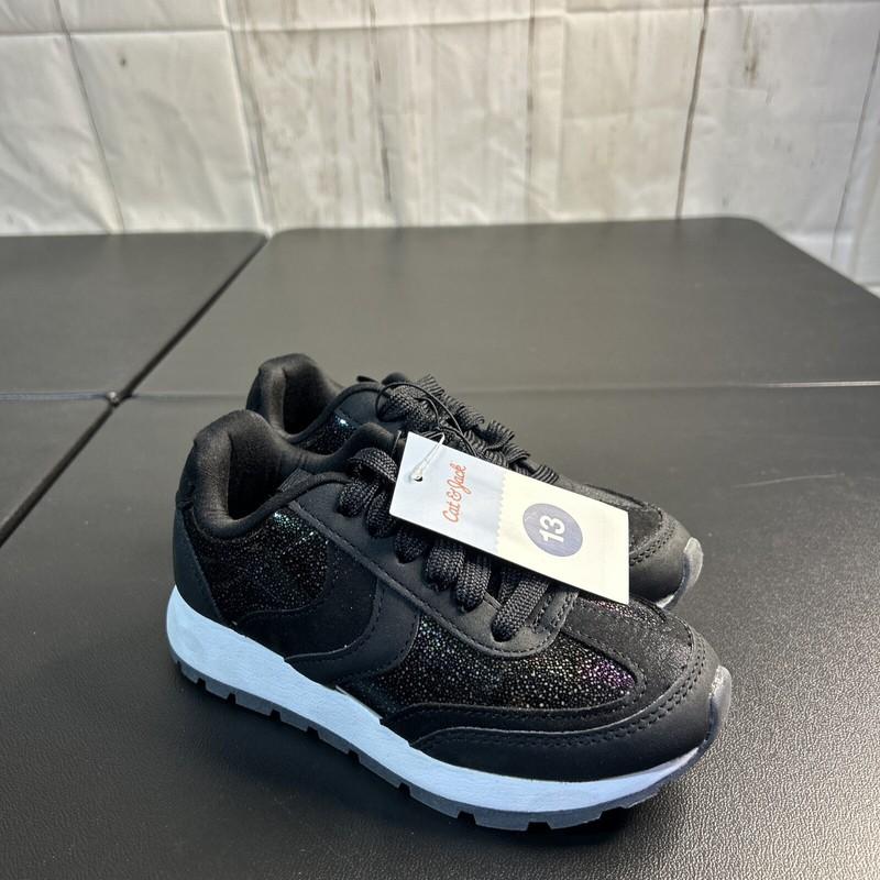 Toddler'Ellison Lace-Up Sneakers Iridescent Black - Cat & Jack Black 13 ✅