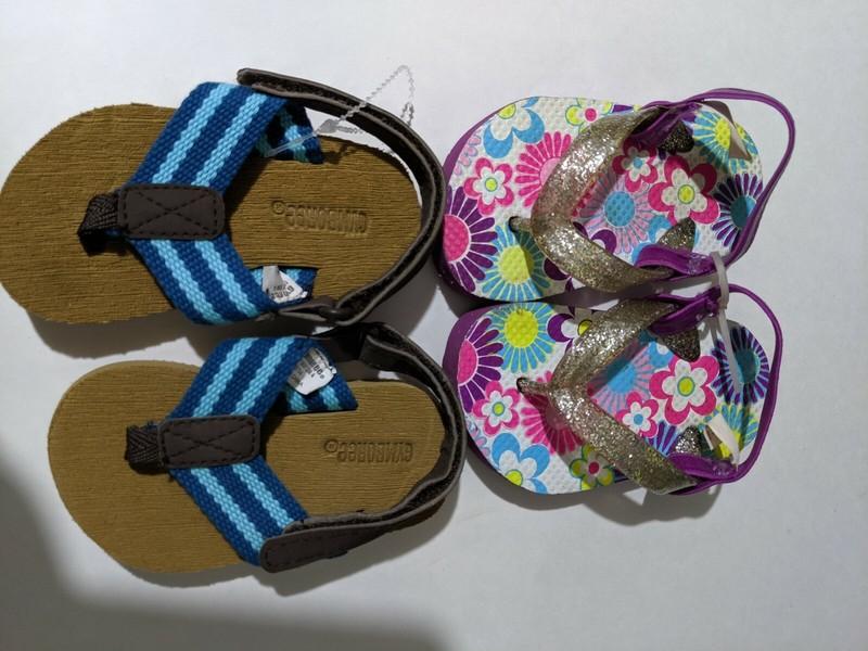 Toddler Girl 2 Pairs Sandals Brown Blue Pink Purple Size 4-5