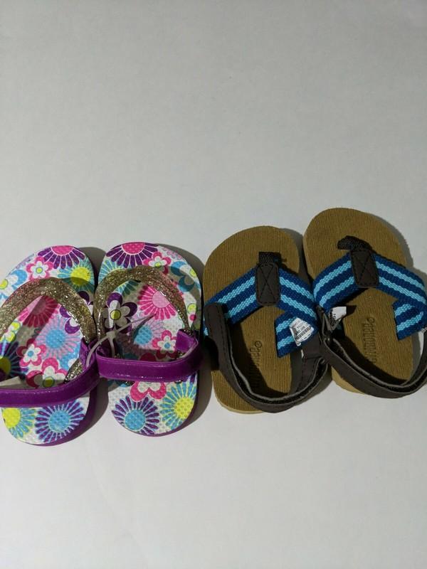Toddler Girl 2 Pairs Sandals Brown Blue Pink Purple Size 4-5