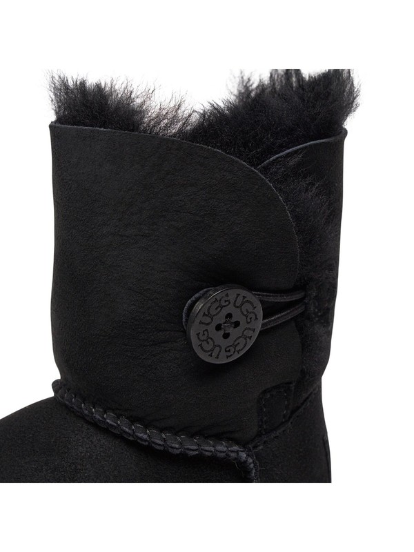 Toddler Girl's Ugg Bailey Button II Black Suede Boots 1017400T