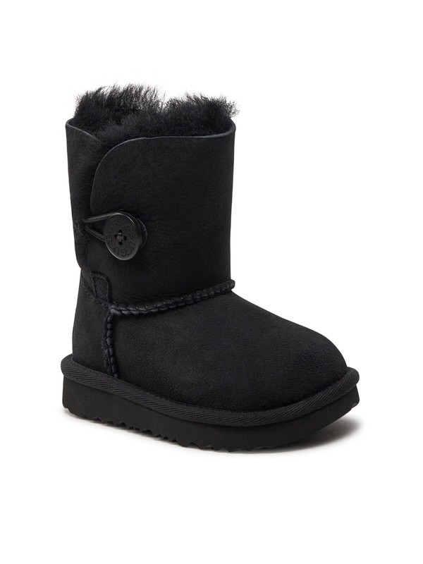 Toddler Girl's Ugg Bailey Button II Black Suede Boots 1017400T