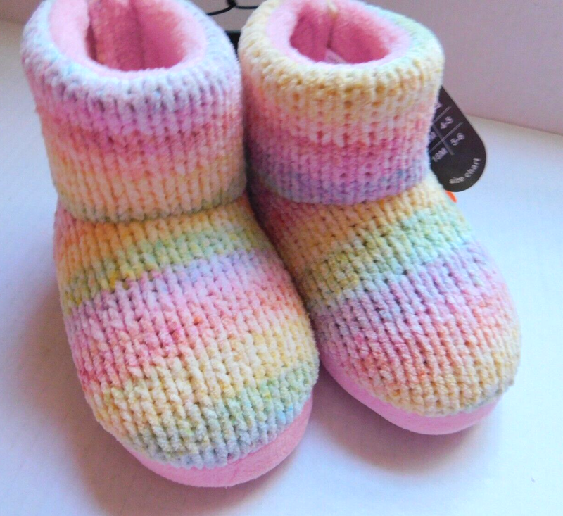 Toddler Girl Slippers Size 6 Booties Pink Blue Yellow Knitted 18 Months