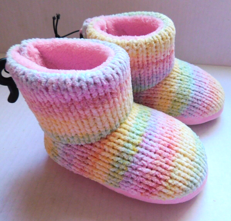 Toddler Girl Slippers Size 6 Booties Pink Blue Yellow Knitted 18 Months