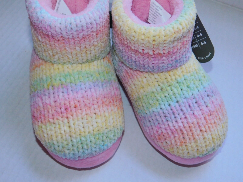 Toddler Girl Slippers Size 6 Booties Pink Blue Yellow Knitted 18 months