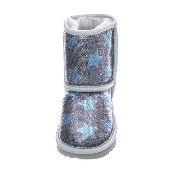 Toddler Girl Ugg Classic Short Sequin Star Sheepskin Winter Boots Denim Blue