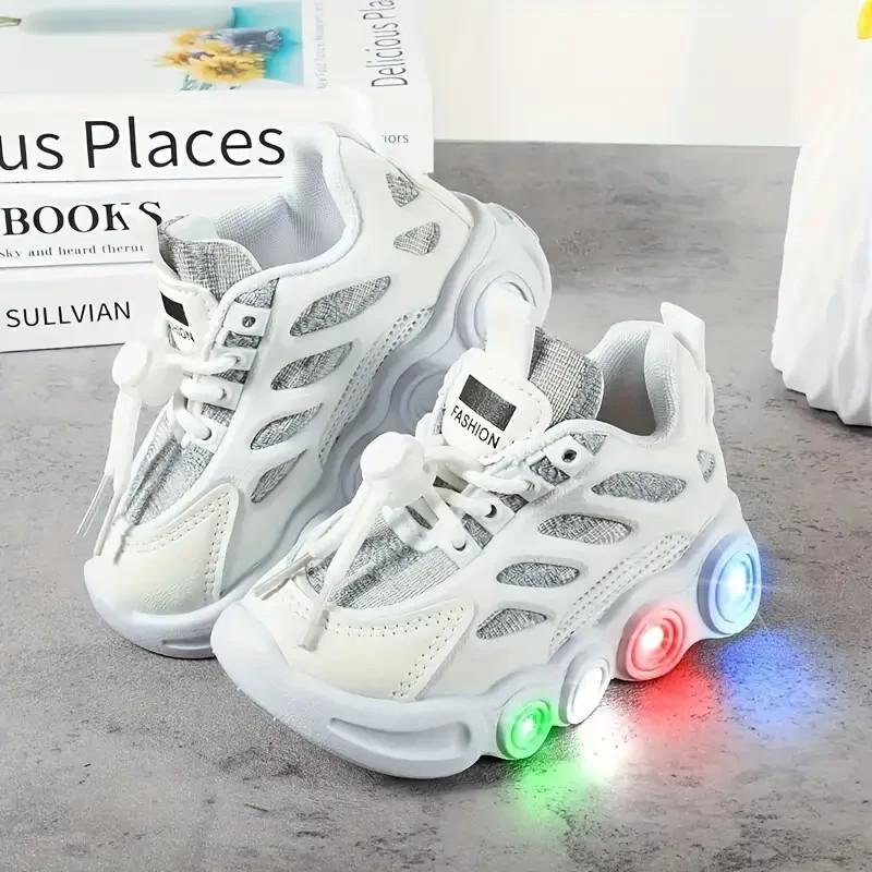 Toddler Girls Boys LED Flashing Sneakers Lightweight Mesh Size 8 Toddler (25)
