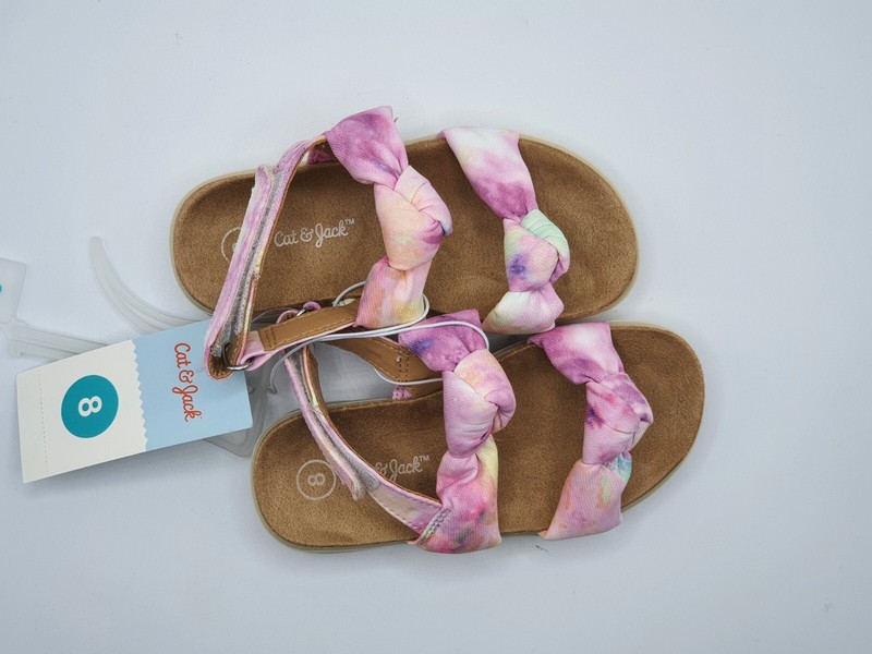 Toddler Girls Cat & Jack Pink Tie Dye Twist Soft Upper Sandal Shoe (Size 8)