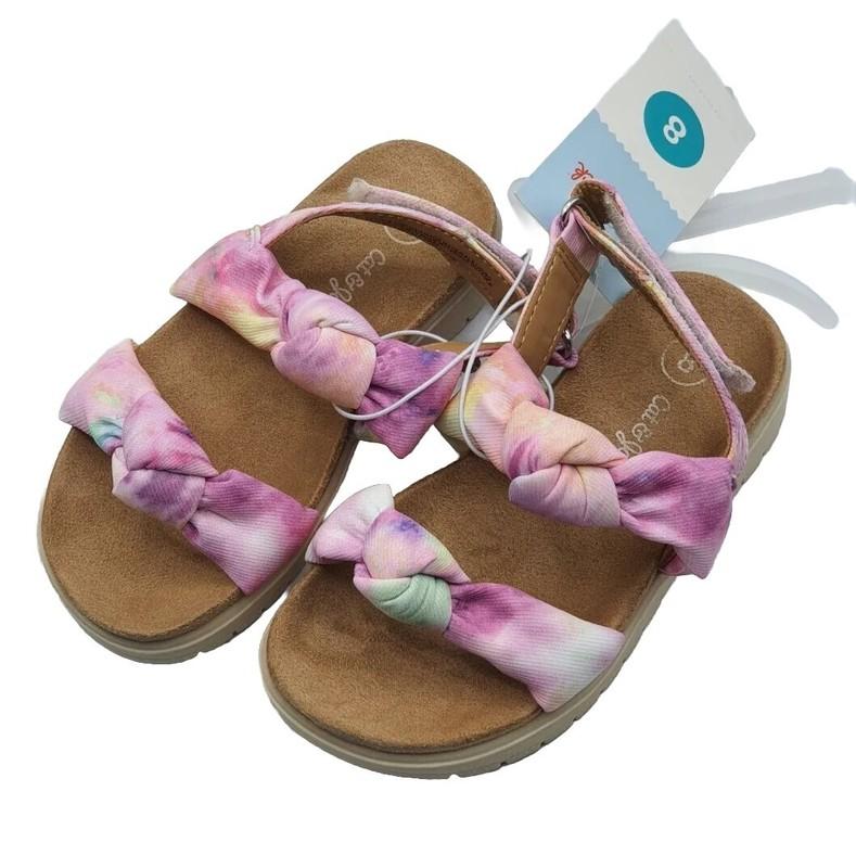 Toddler Girls Cat & Jack Pink Tie Dye Twist Soft Upper Sandal Shoe (Size 8)